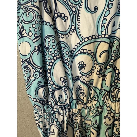 Lilly Pulitzer Deanna Romper M Medium Blue White Paisley W Belt Washable - Picture 3 of 7